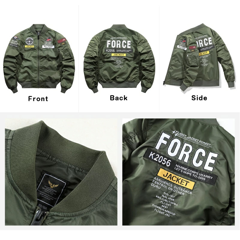 MA-1 メンズ ミリタジャケット 大きいサイズ フライトジャケット アウター ブルゾン コート立ち襟 スポーツ 作業着 刺繍 冬 防寒 秋 中綿ジャケット 