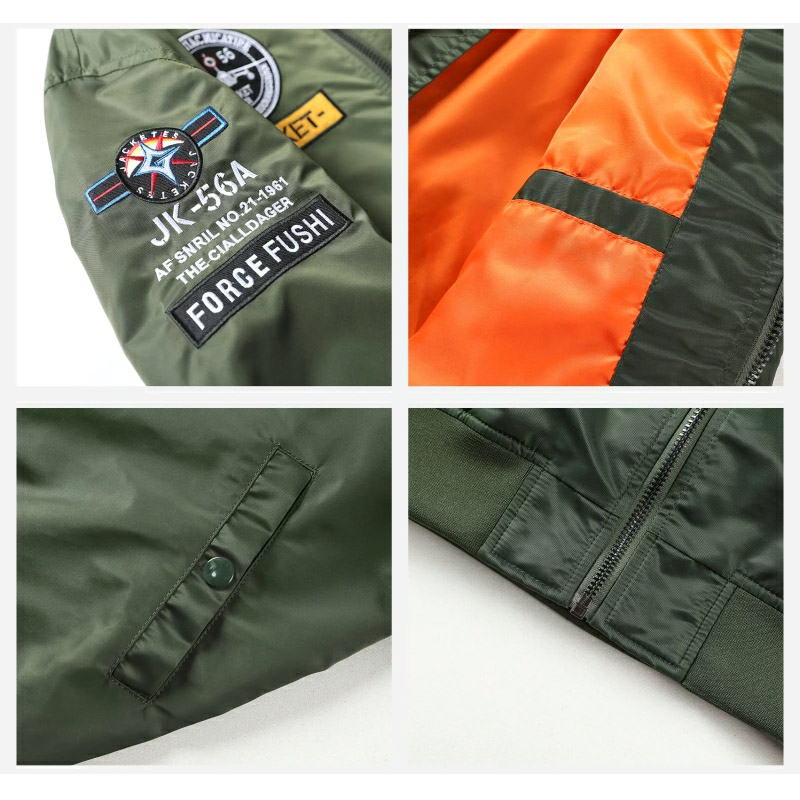 MA-1 メンズ ミリタジャケット 大きいサイズ フライトジャケット アウター ブルゾン コート立ち襟 スポーツ 作業着 刺繍 冬 防寒 秋 中綿ジャケット 