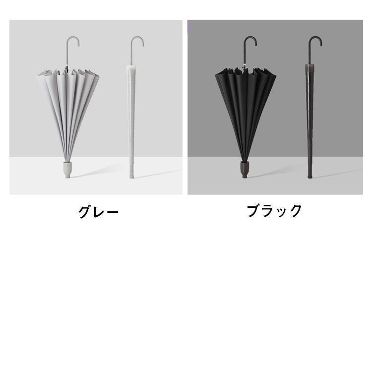 16本骨 長傘 ワンタッチ傘 傘 紳士傘 レディース 耐風 撥水 グラスファイバー傘骨 軽量 スライドカバー付き 無地 3層防水 ジャンプ傘 