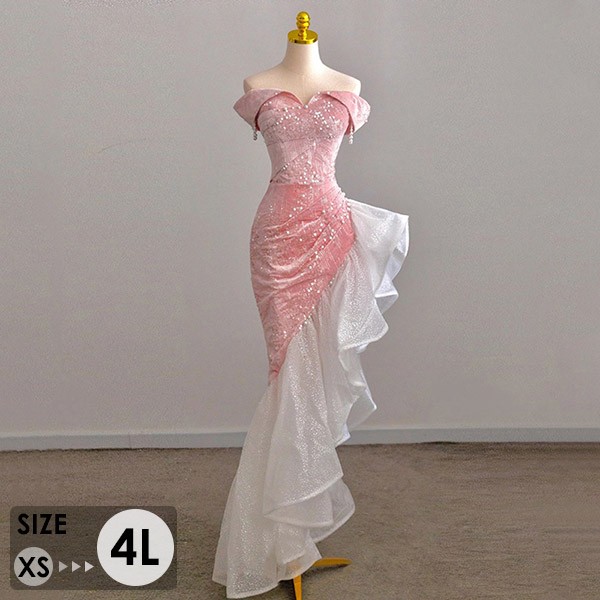 マーメイドドレス キラキラ 発表会 ロング 演奏会 結婚式 パーティードレス 大きいサイズ 韓国 披露宴 母親 小さいサイズ マキシ丈 