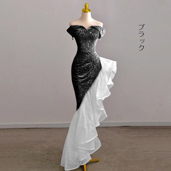 マーメイドドレス キラキラ 発表会 ロング 演奏会 結婚式 パーティードレス 大きいサイズ 韓国 披露宴 母親 小さいサイズ マキシ丈 