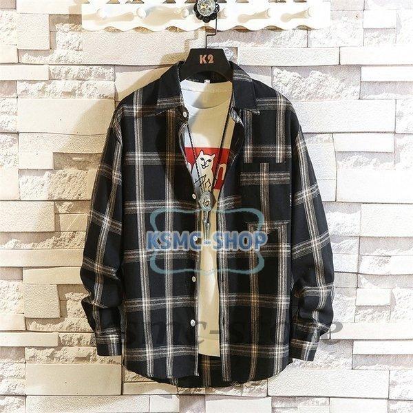 チェックシャツ メンズ シャツ ネルシャツ 長袖 トップス 長袖シャツ おしゃれ スリムシャツ 新作 秋冬 