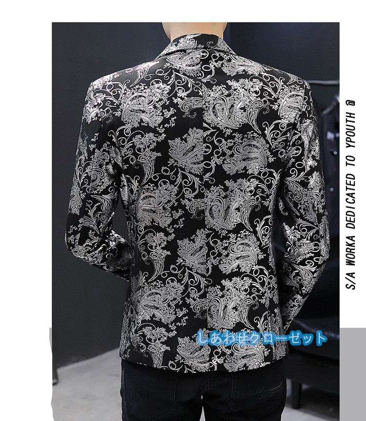 テーラードジャケット メンズ おしゃれ ブレザージャケット カジュアルスーツ 花柄 春秋冬 紳士用 通勤 ビジネススーツ アウター フォマールスーツ 
