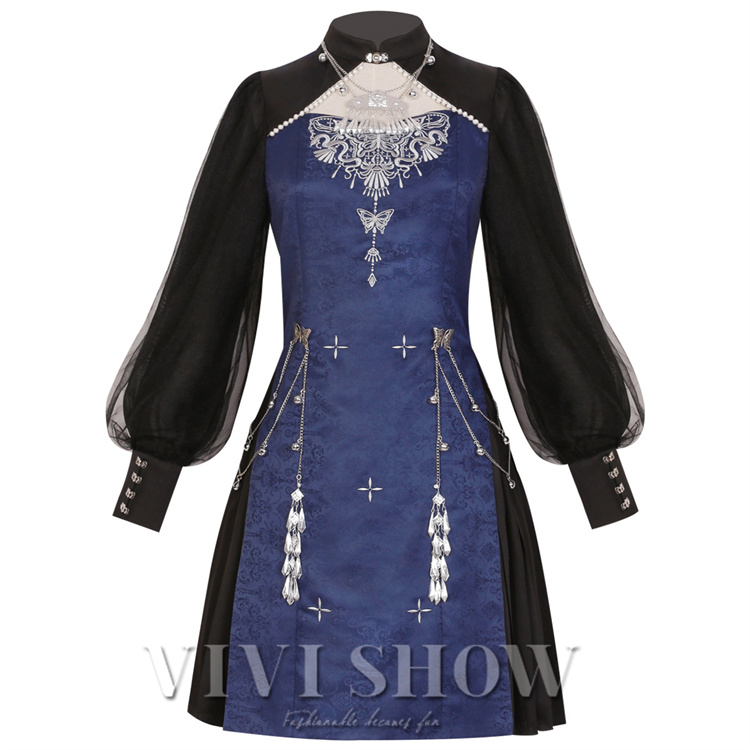 レディース 長袖 ワンピース ワンピ コスチューム風 ミニ丈 個性的 かっこいい イベント パーティー 蝶々 かわいい おしゃれ カジュアル 