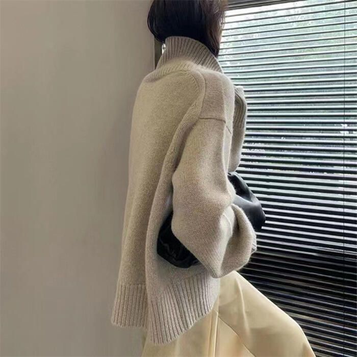 トップス ニット セーター タートルネック レディース きれいめ フェミニン 長袖 グレー ホワ おしゃれ 大人 ゆったり カジュアル 可愛い 体型カバーシンプル 