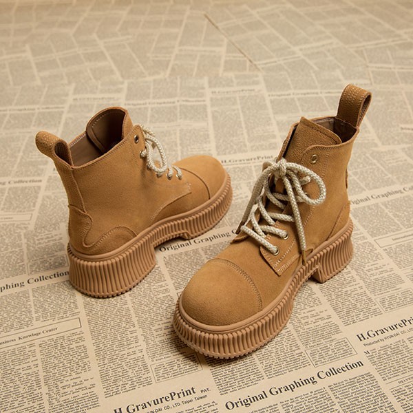 ショートブーツ レディース 歩きやすい レースアップブーツ 編み上げブーツ ミドルブーツ 厚底ブーツ 履きやすい ワークブーツ 