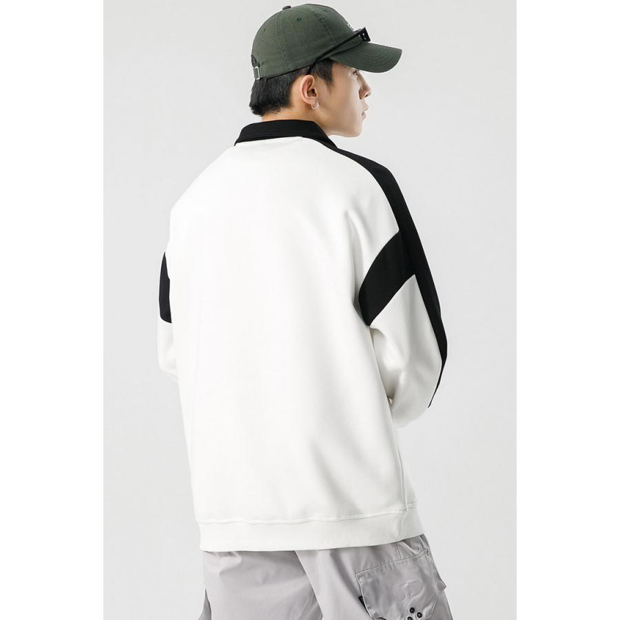 トレーナー メンズ ハーフジップ襟付き 秋服 秋物 トレーナー 2023 秋 スウェット きれいめ トップス 