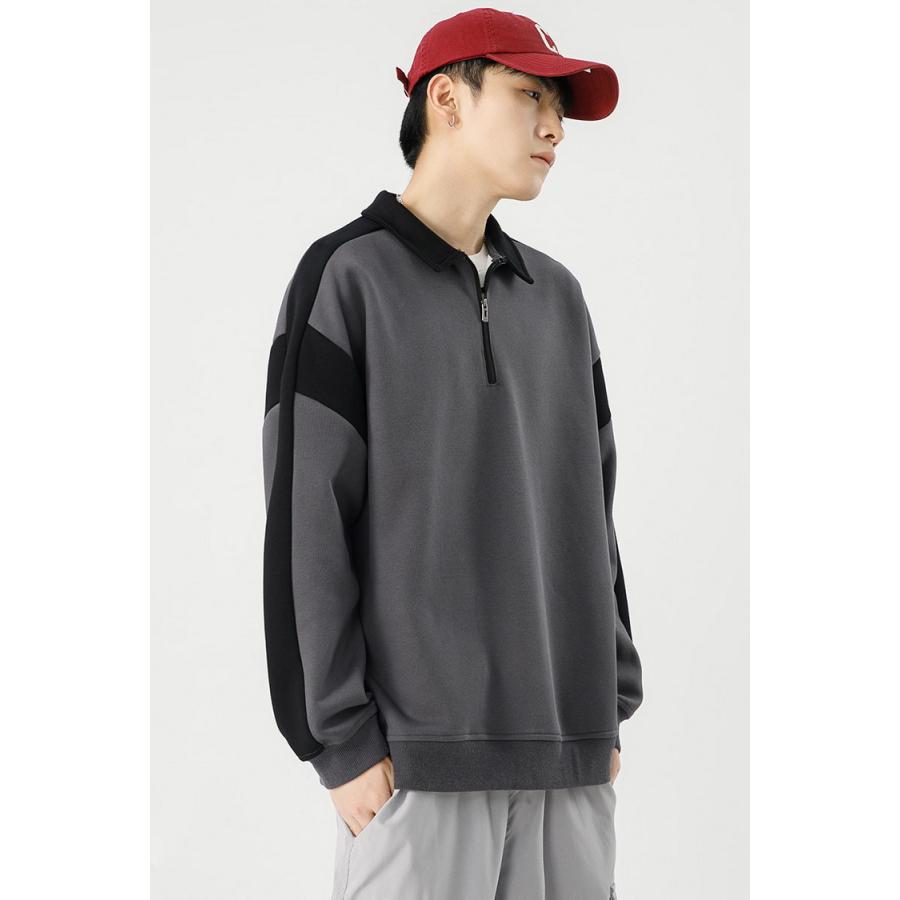 トレーナー メンズ ハーフジップ襟付き 秋服 秋物 トレーナー 2023 秋 スウェット きれいめ トップス 