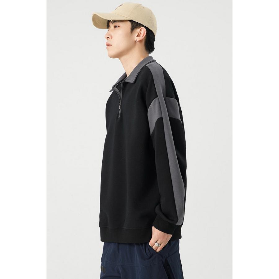 トレーナー メンズ ハーフジップ襟付き 秋服 秋物 トレーナー 2023 秋 スウェット きれいめ トップス 