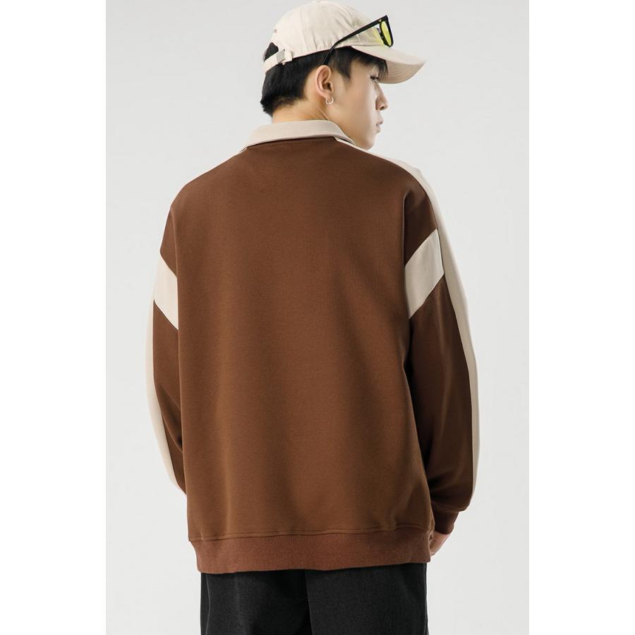 トレーナー メンズ ハーフジップ襟付き 秋服 秋物 トレーナー 2023 秋 スウェット きれいめ トップス 
