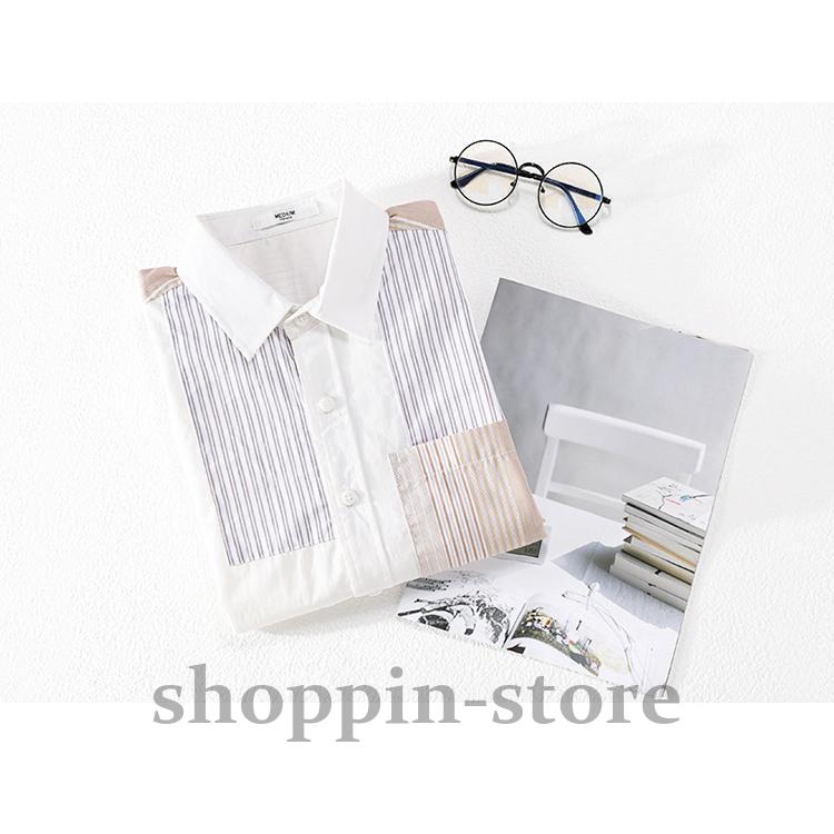 カジュアルシャツ メンズ シャツ トップス 長袖シャツ ストライプ きれいめ 切り替え 