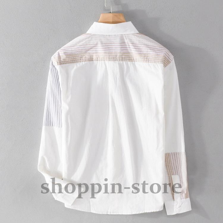 カジュアルシャツ メンズ シャツ トップス 長袖シャツ ストライプ きれいめ 切り替え 