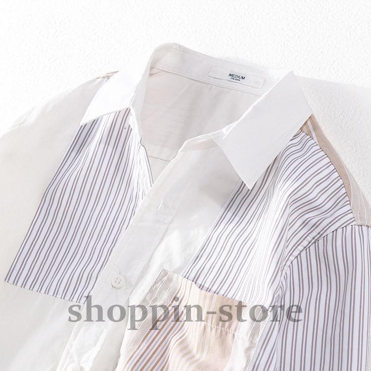 カジュアルシャツ メンズ シャツ トップス 長袖シャツ ストライプ きれいめ 切り替え 