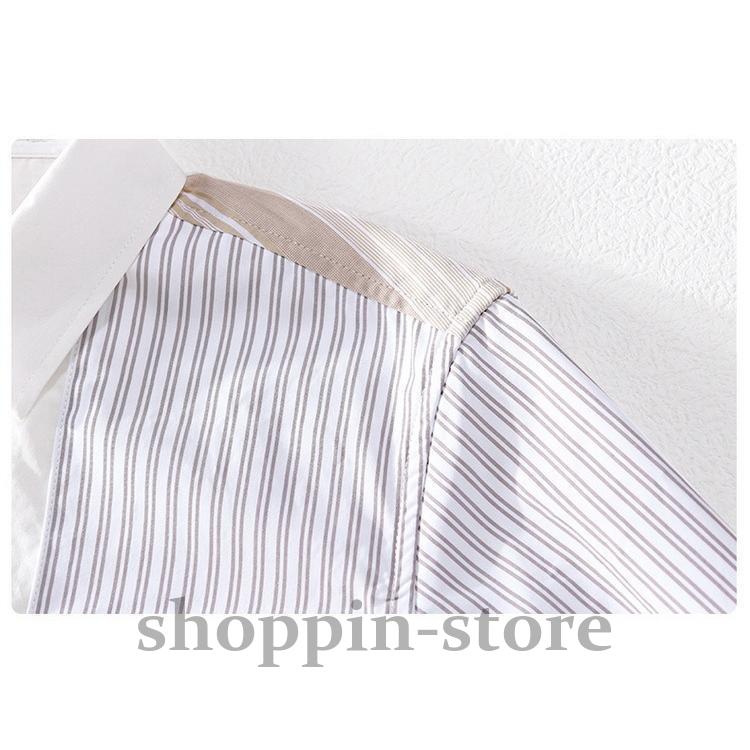 カジュアルシャツ メンズ シャツ トップス 長袖シャツ ストライプ きれいめ 切り替え 