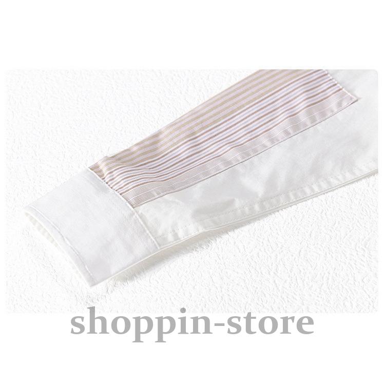 カジュアルシャツ メンズ シャツ トップス 長袖シャツ ストライプ きれいめ 切り替え 