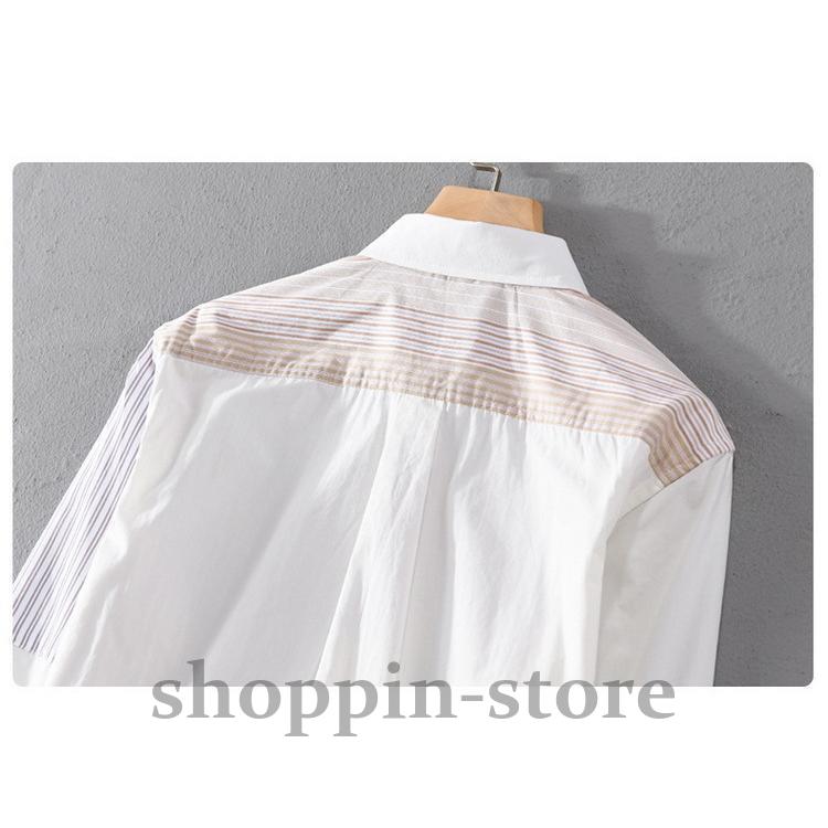 カジュアルシャツ メンズ シャツ トップス 長袖シャツ ストライプ きれいめ 切り替え 