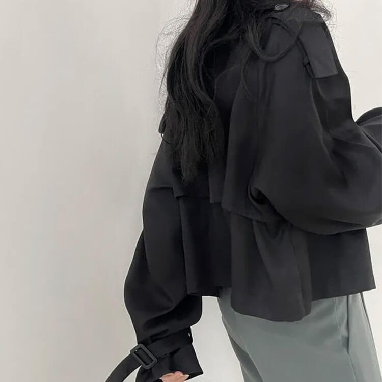 トレンチコート レディース 韓国 ショート丈 ダブルボタン アウター おしゃれ 秋 カジュアル ショートトレンチ シンプル クロップド丈 ベーシック 