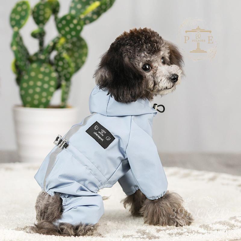 ペット服 ドッグウェア レインコート 犬の服 犬服 雨服 四足 着脱簡単 。 小中型犬用 雨具 防水 梅雨対策 雨具 雨の日 フード付き お散歩 