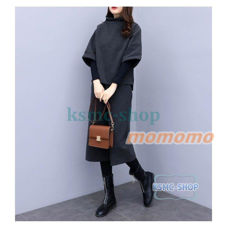 セットアップ レディース 秋冬 七分袖 トップス ハイネック 入学式 30代 卒業式 母 セレモニー 上下セット 通勤 大サイズ 40代 お洒落 ワイドパンツ 