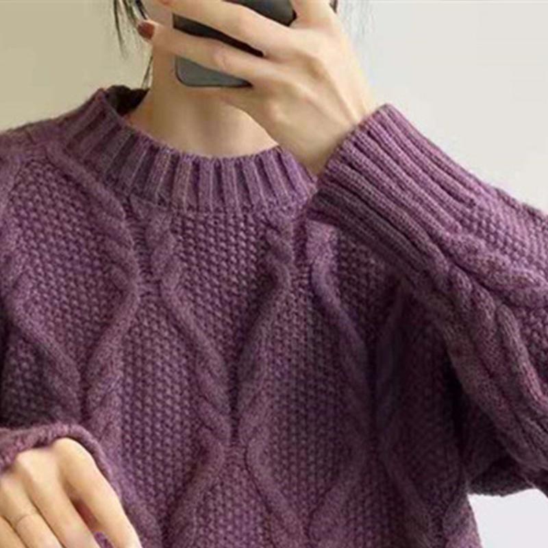 ニット レディース 冬 春 トップス セーター 柔らかい ィー 温も ゆったり 長袖 クルーネック ケーブル編み ニットプルオーバ 