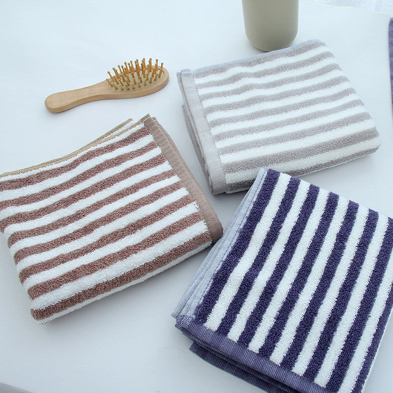 タオル 2枚セット フェイスタオル 速乾タオル ストライプ柄 シンプル ギフト新生活 業務用 吸水 家庭用 カジュアル コンパクト お風呂用 薄手 