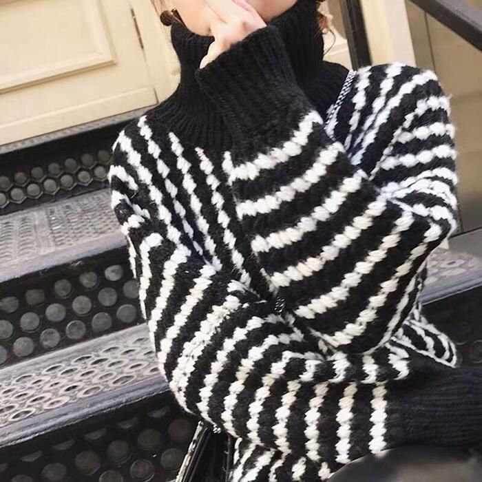 トップス ニット セーター タートルネック ボーダー ストライプ 可愛い レディース カジュアル ナチュラル 大人 おしゃれ きれいめ 体型カバー ゆったり 長袖 