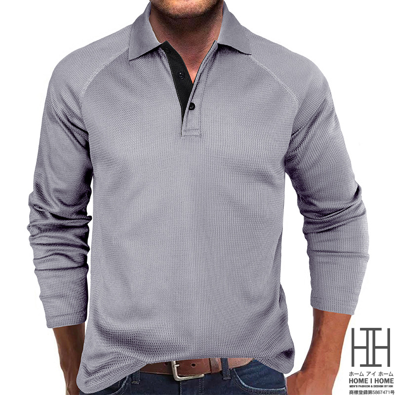 ポロシャツ メンズ 長袖 ゴルフウェア ラグランスリーブ メンズポロシャツ ビッグシルエット 冬 秋 大きいサイズ ワッフル トップス 春 