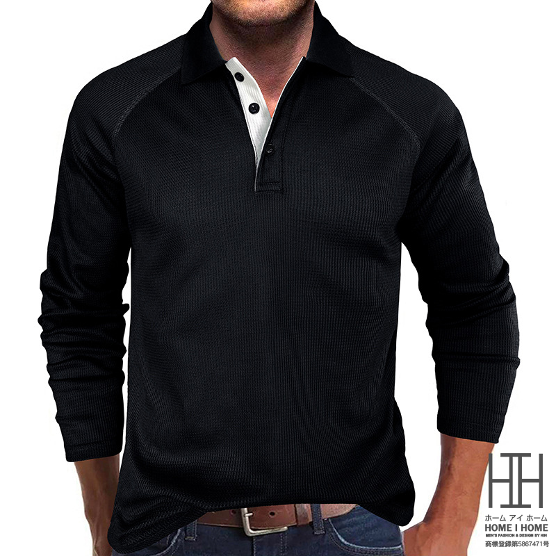 ポロシャツ メンズ 長袖 ゴルフウェア ラグランスリーブ メンズポロシャツ ビッグシルエット 冬 秋 大きいサイズ ワッフル トップス 春 