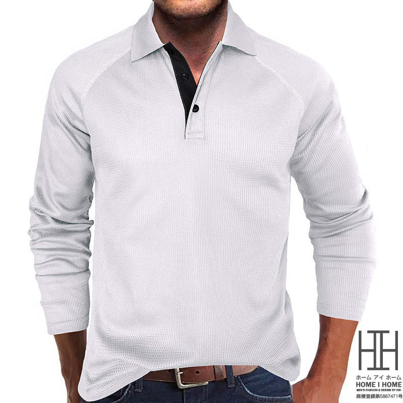 ポロシャツ メンズ 長袖 ゴルフウェア ラグランスリーブ メンズポロシャツ ビッグシルエット 冬 秋 大きいサイズ ワッフル トップス 春 