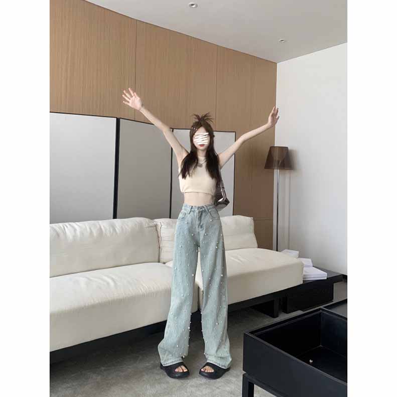 パール デニム デニムパンツ レディース ストレートデニム ワイドデニム ボーイフレンドデニム 大きいサイズ ホック ゆったり 