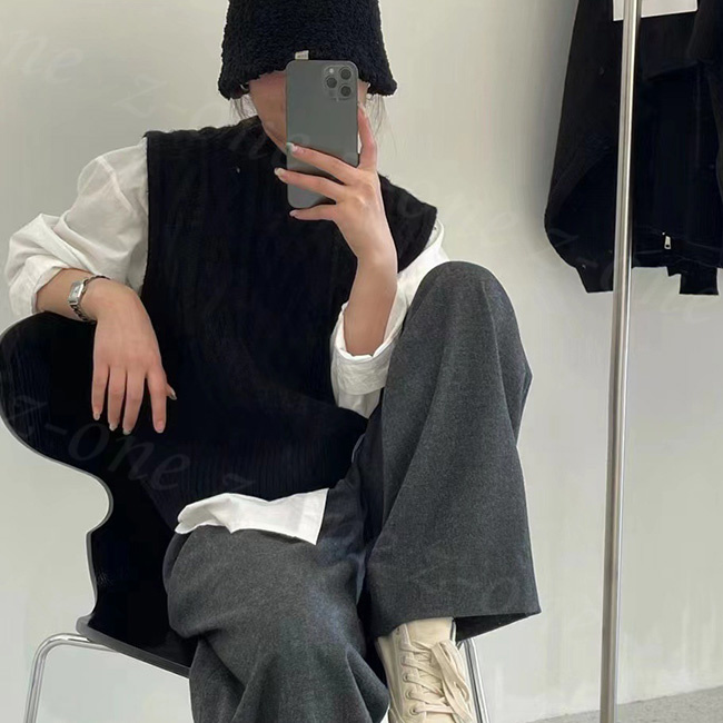 ベスト ニット プルオーバー レディース 新作 レイヤード 通学 春 Vネック 大人 秋冬 ゆったり 柔らかい 通勤 体型カバー 学生 保温 ケーブル編み 可愛い 