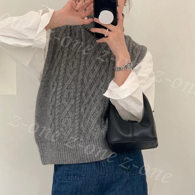 ベスト ニット プルオーバー レディース 新作 レイヤード 通学 春 Vネック 大人 秋冬 ゆったり 柔らかい 通勤 体型カバー 学生 保温 ケーブル編み 可愛い 