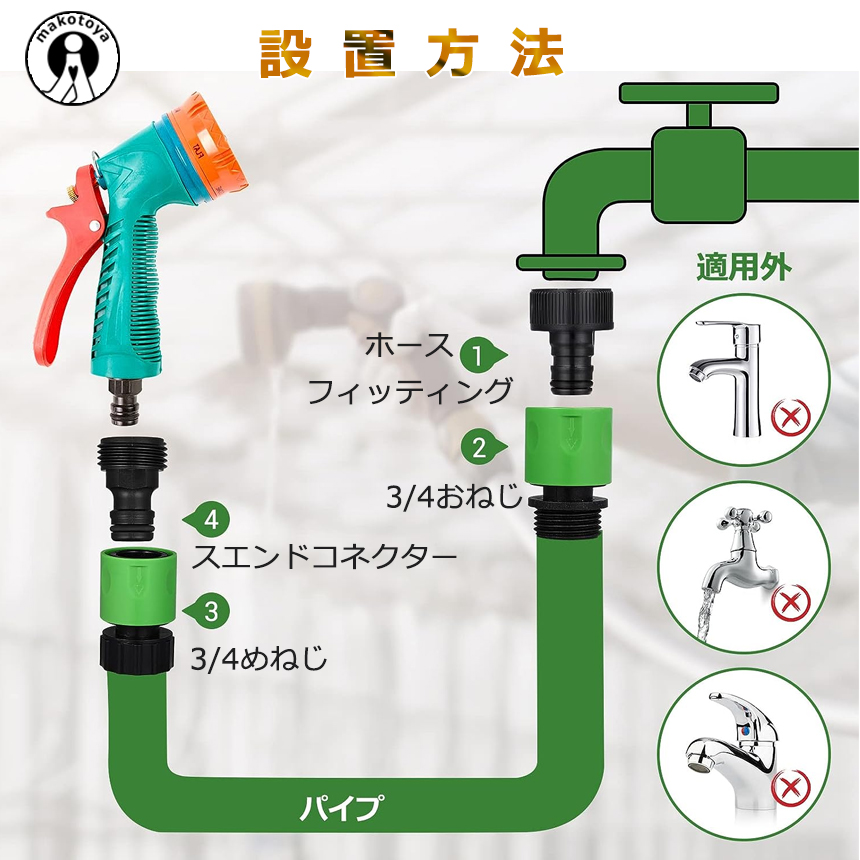 3 4ねじ 蛇口 ホース ジョイント 散水管 散水管コネクタ 校庭 屋外 庭 ガーデン 蛇口 屋内 農業 コネクター アダプター 