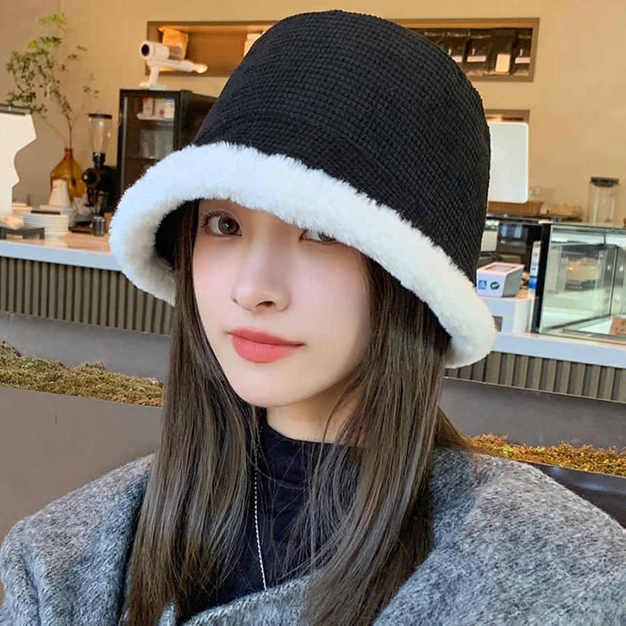 バケットハット ファー レディース 韓国  