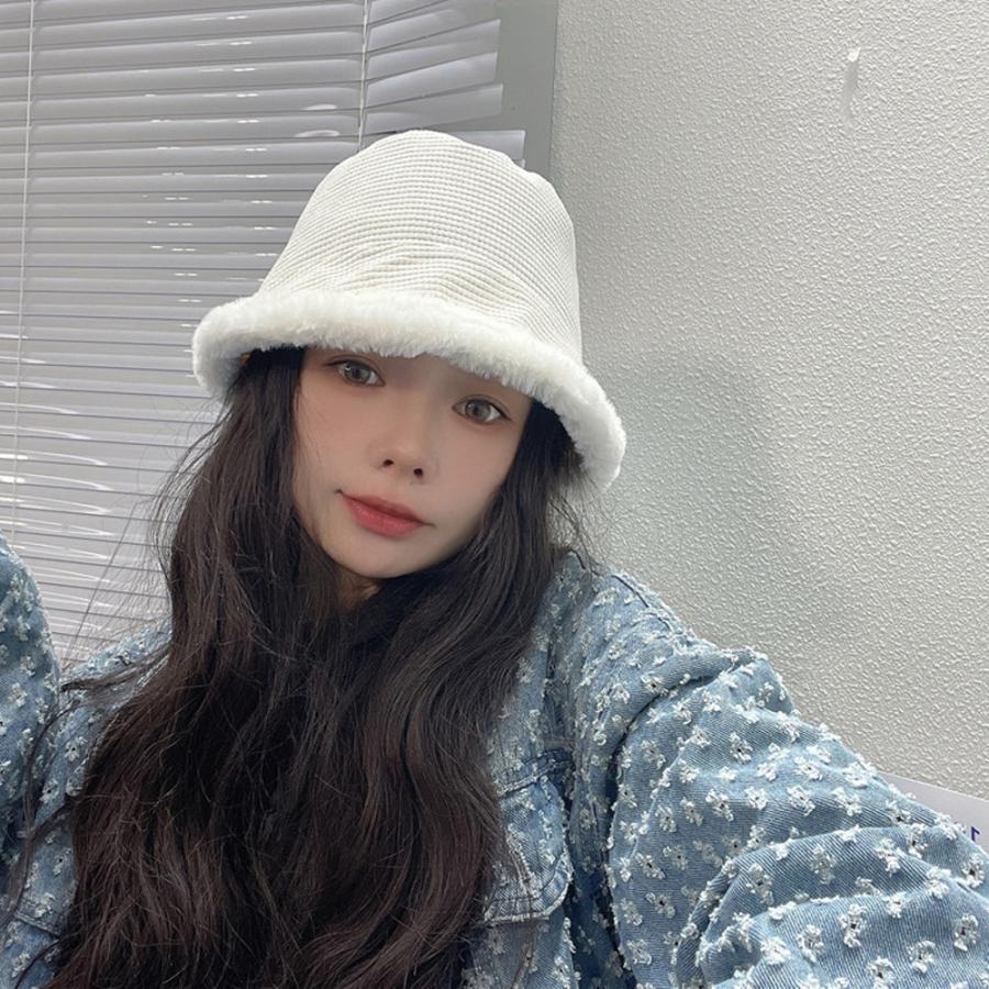 バケットハット ファー レディース 韓国  