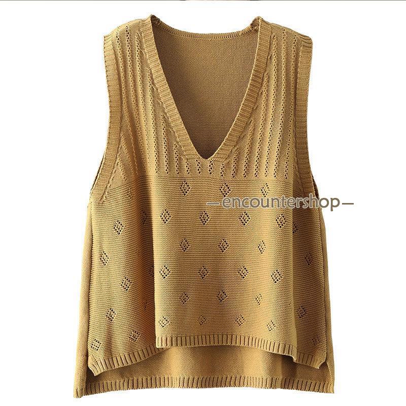 ニットベスト レディース チョッキ トップス Vネック ベスト 薄手 秋コーデ 重ね着 カジュアル ゆったり 無地 セーター シンプル ノースリーブ 