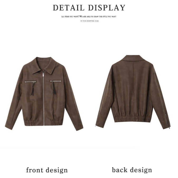 レザージャケット レディース ブルゾン 長袖 韓国 レザー ジップアップ アウター ゆったり フェイクレザー ダメージ加工 エコレザー おしゃれ 