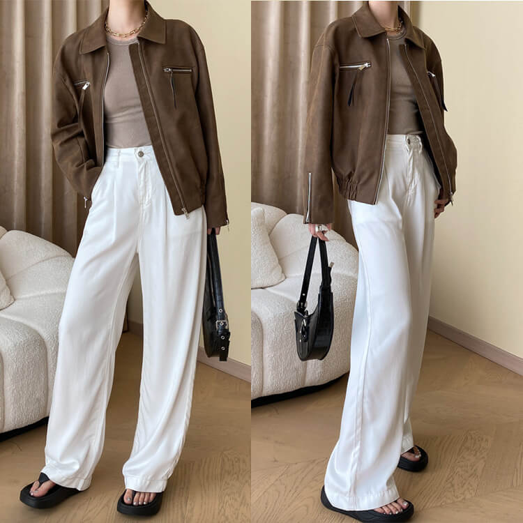 レザージャケット レディース ブルゾン 長袖 韓国 レザー ジップアップ アウター ゆったり フェイクレザー ダメージ加工 エコレザー おしゃれ 