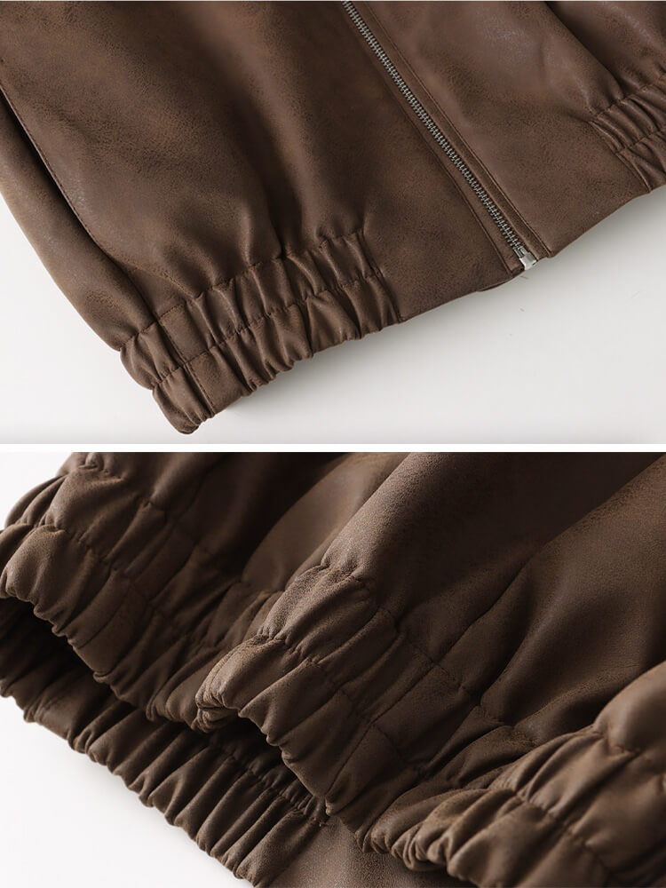 レザージャケット レディース ブルゾン 長袖 韓国 レザー ジップアップ アウター ゆったり フェイクレザー ダメージ加工 エコレザー おしゃれ 