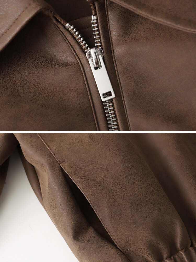 レザージャケット レディース ブルゾン 長袖 韓国 レザー ジップアップ アウター ゆったり フェイクレザー ダメージ加工 エコレザー おしゃれ 