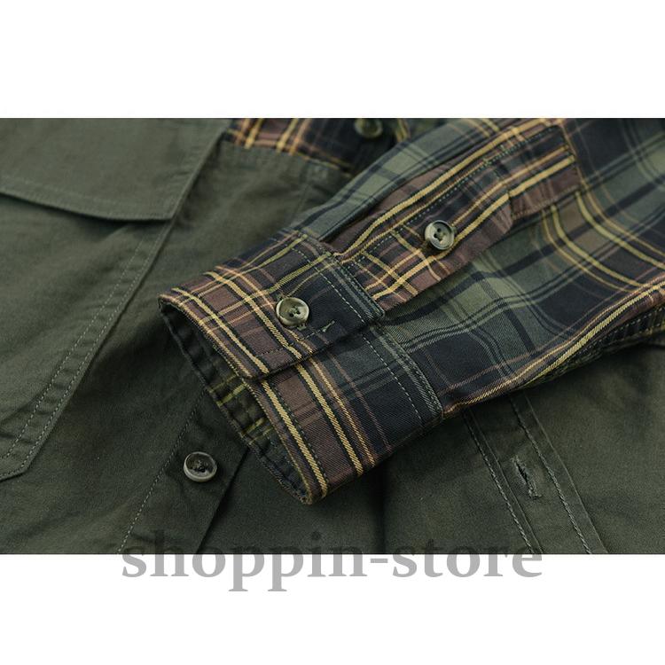 シャツ メンズ チェックシャツ カジュアルシャツ 切り替え 100%綿 春 ファッション 秋 トップス 長袖 春 
