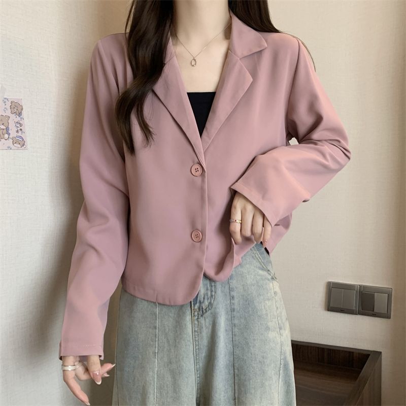 スーツジャケット 春秋 レディース 長袖 テーラードスーツ オフィス 無地 大き ライトアウター ショート丈 オフィス OL 通勤 お洒落 体型カバー 