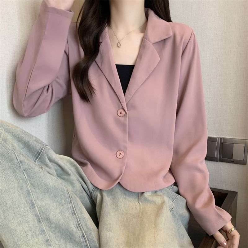 スーツジャケット 春秋 レディース 長袖 テーラードスーツ オフィス 無地 大き ライトアウター ショート丈 オフィス OL 通勤 お洒落 体型カバー 