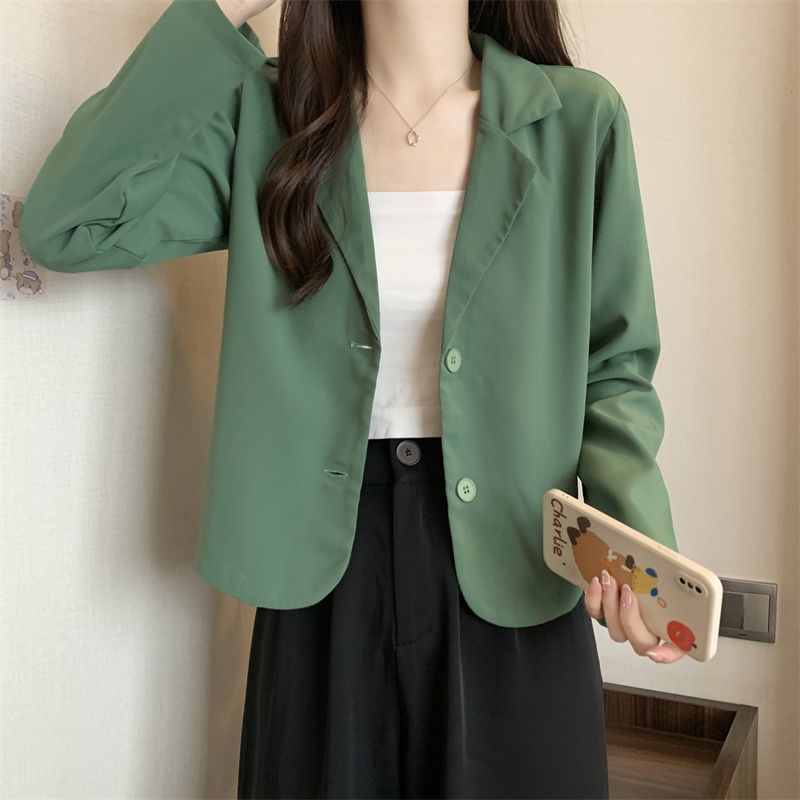 スーツジャケット 春秋 レディース 長袖 テーラードスーツ オフィス 無地 大き ライトアウター ショート丈 オフィス OL 通勤 お洒落 体型カバー 