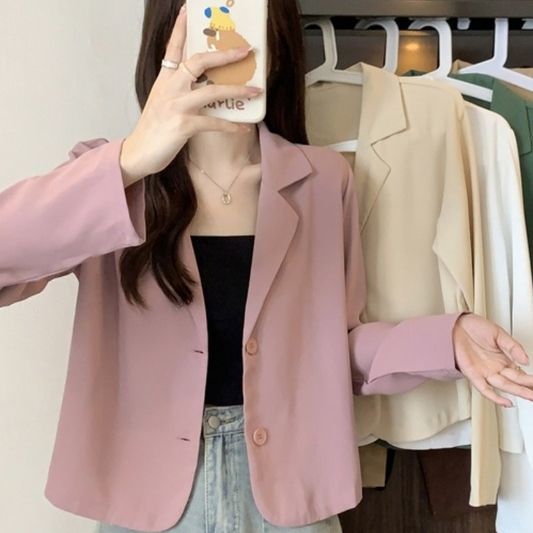 スーツジャケット 春秋 レディース 長袖 テーラードスーツ オフィス 無地 大き ライトアウター ショート丈 オフィス OL 通勤 お洒落 体型カバー 
