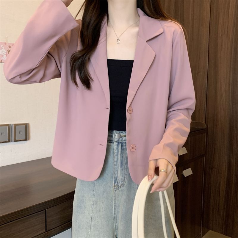 スーツジャケット 春秋 レディース 長袖 テーラードスーツ オフィス 無地 大き ライトアウター ショート丈 オフィス OL 通勤 お洒落 体型カバー 