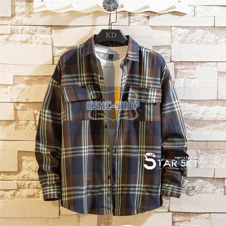 チェックシャツ メンズ トップス 長袖シャツ ボタンシャツ ネルシャツ 秋 カジュアルシャツ 秋服 胸ポッケト 冬 メンズファッション 