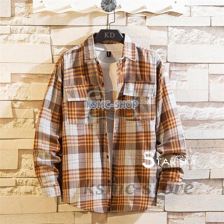 チェックシャツ メンズ トップス 長袖シャツ ボタンシャツ ネルシャツ 秋 カジュアルシャツ 秋服 胸ポッケト 冬 メンズファッション 
