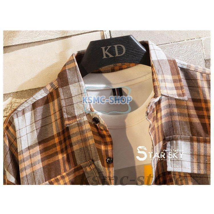 チェックシャツ メンズ トップス 長袖シャツ ボタンシャツ ネルシャツ 秋 カジュアルシャツ 秋服 胸ポッケト 冬 メンズファッション 