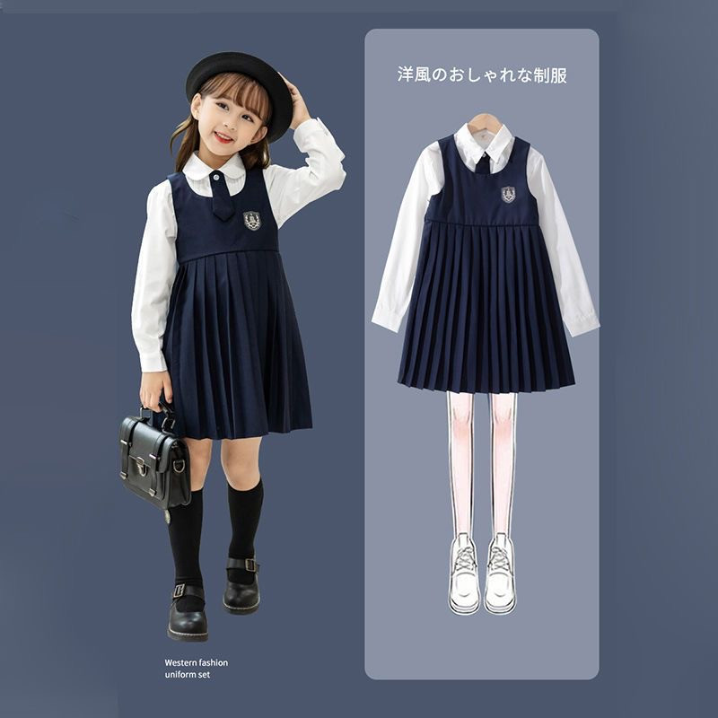 お取り寄せ商品 セットアップ キッズ 女の子 2点セット 110-160CM 4タイプ ベス プリーツワンピース 半袖シャツ ミディアム丈 角襟 丸襟 ワンピース 長袖シャツ 